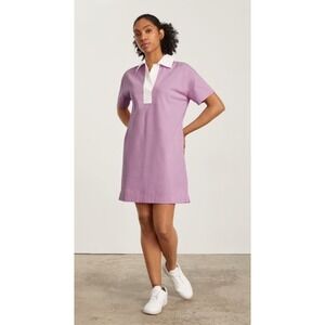 EVERLANE Organic Cotton Polo Shirt Dress Lavender Purple XS Embroidered E Logo
